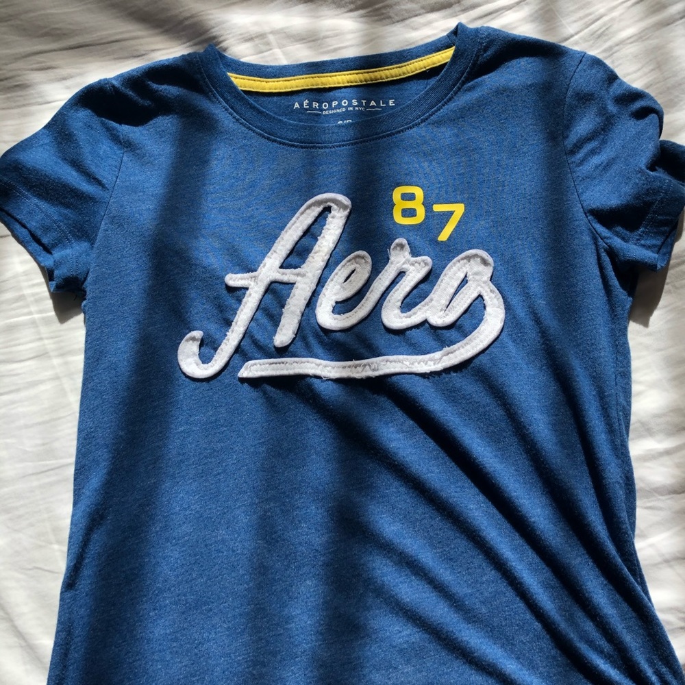 AEROPOSTAL Navy Aeropostal Logo Slim Tee